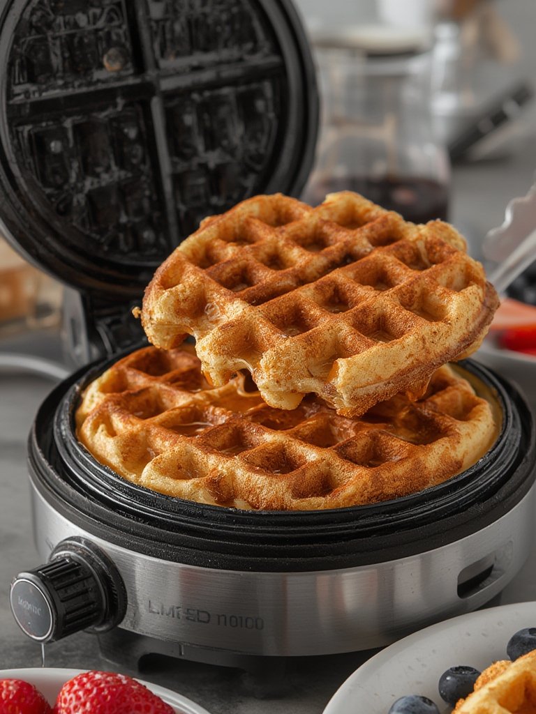 waffle maker in action